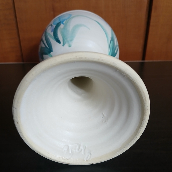 Flo Greig Studio Art Pottery Floral Chalice Goblet Cup New Brunswick Canada - Picture 7 of 7